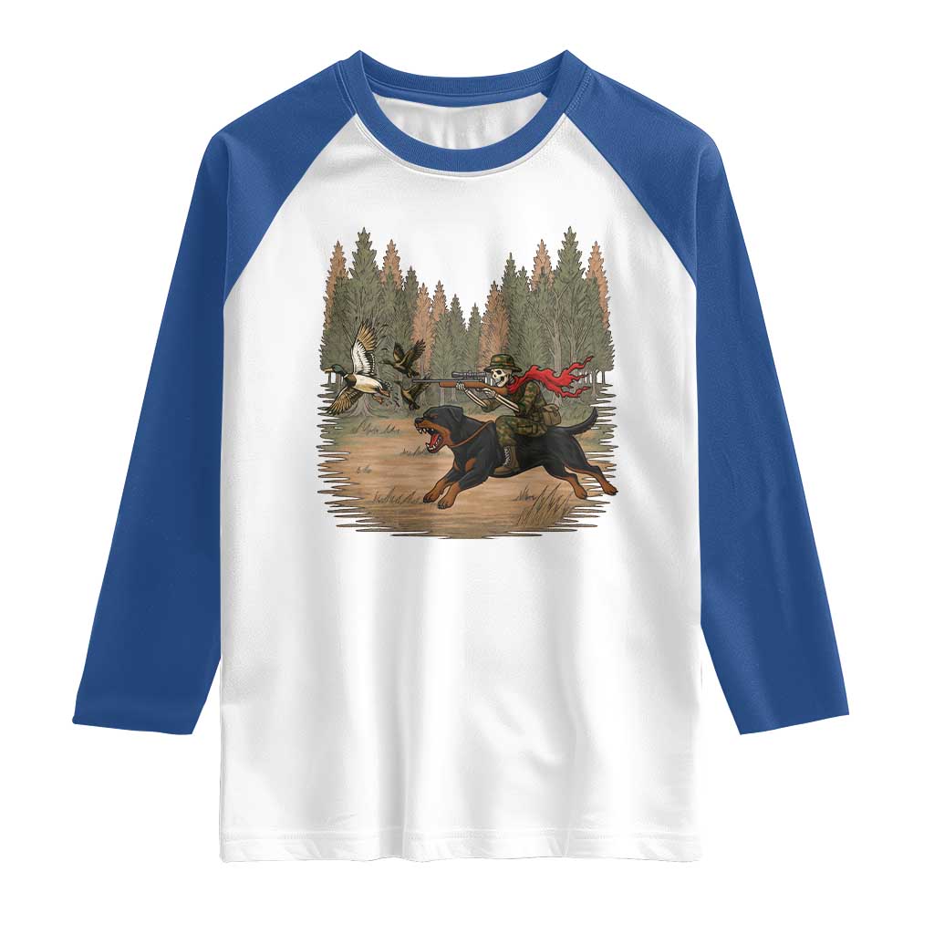 Funny Skeleton Riding Labrador Hunting Raglan Shirt Gift For Hunter - Wonder Print Shop