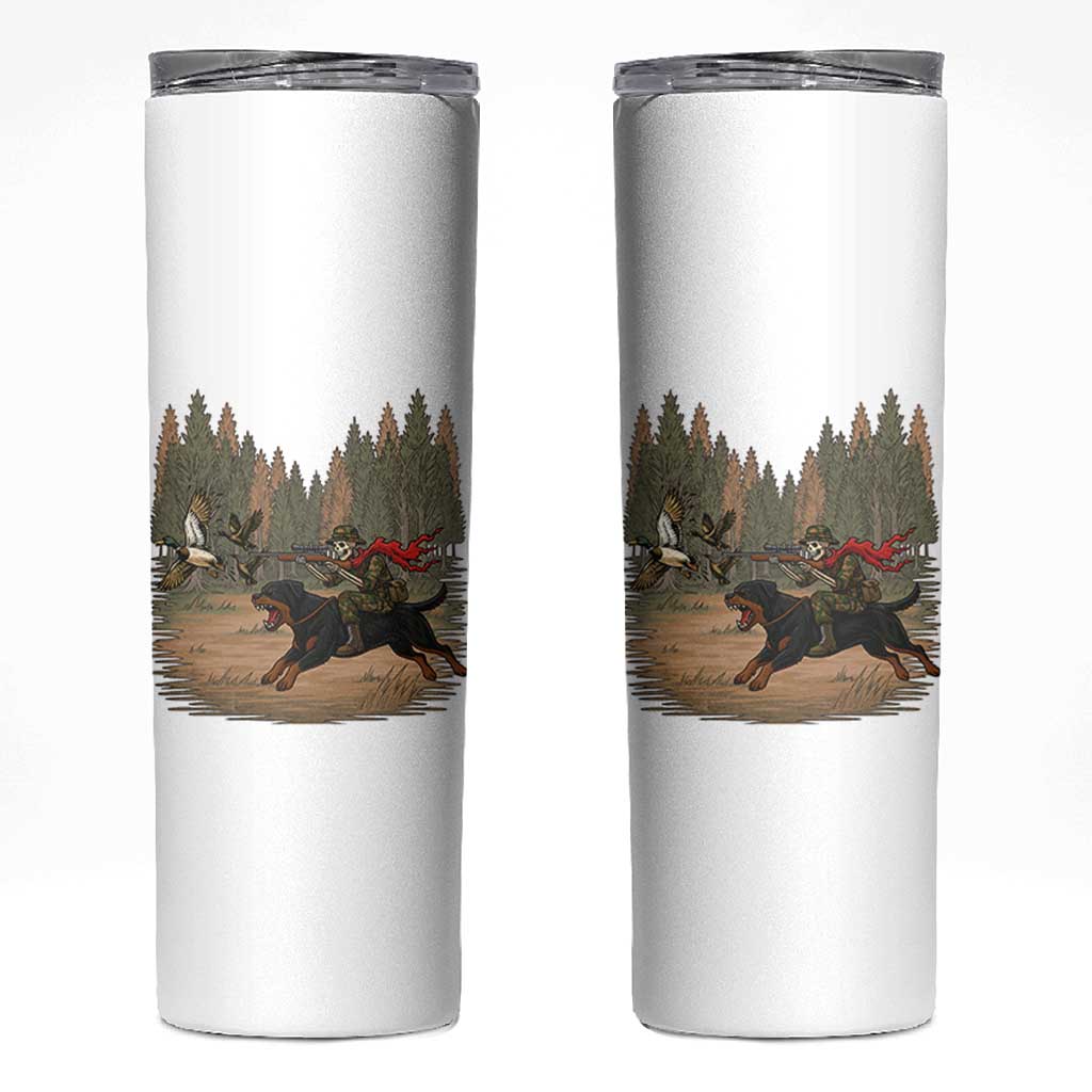 Funny Skeleton Riding Labrador Hunting Skinny Tumbler Gift For Hunter
