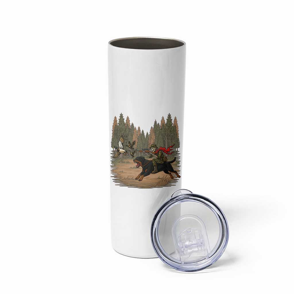 Funny Skeleton Riding Labrador Hunting Skinny Tumbler Gift For Hunter