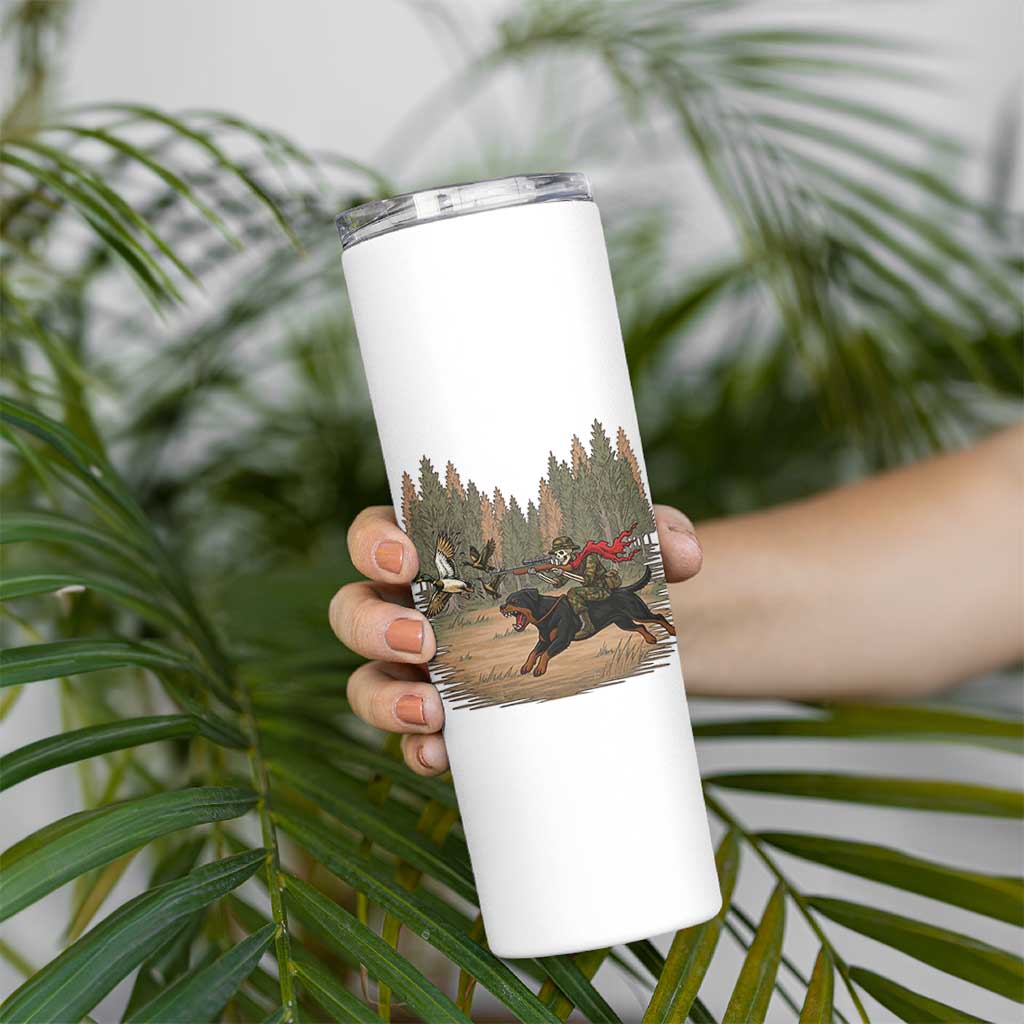 Funny Skeleton Riding Labrador Hunting Skinny Tumbler Gift For Hunter