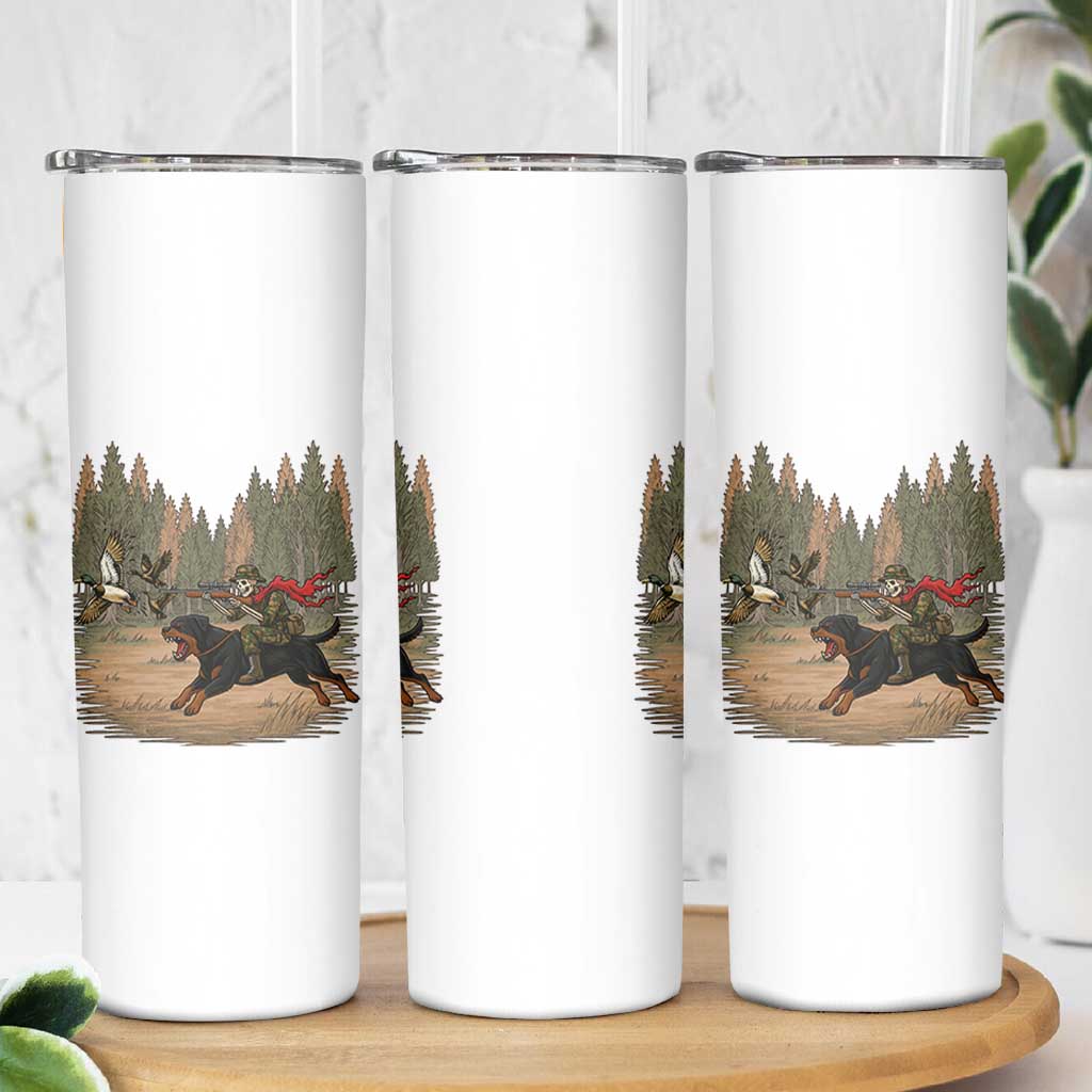Funny Skeleton Riding Labrador Hunting Skinny Tumbler Gift For Hunter