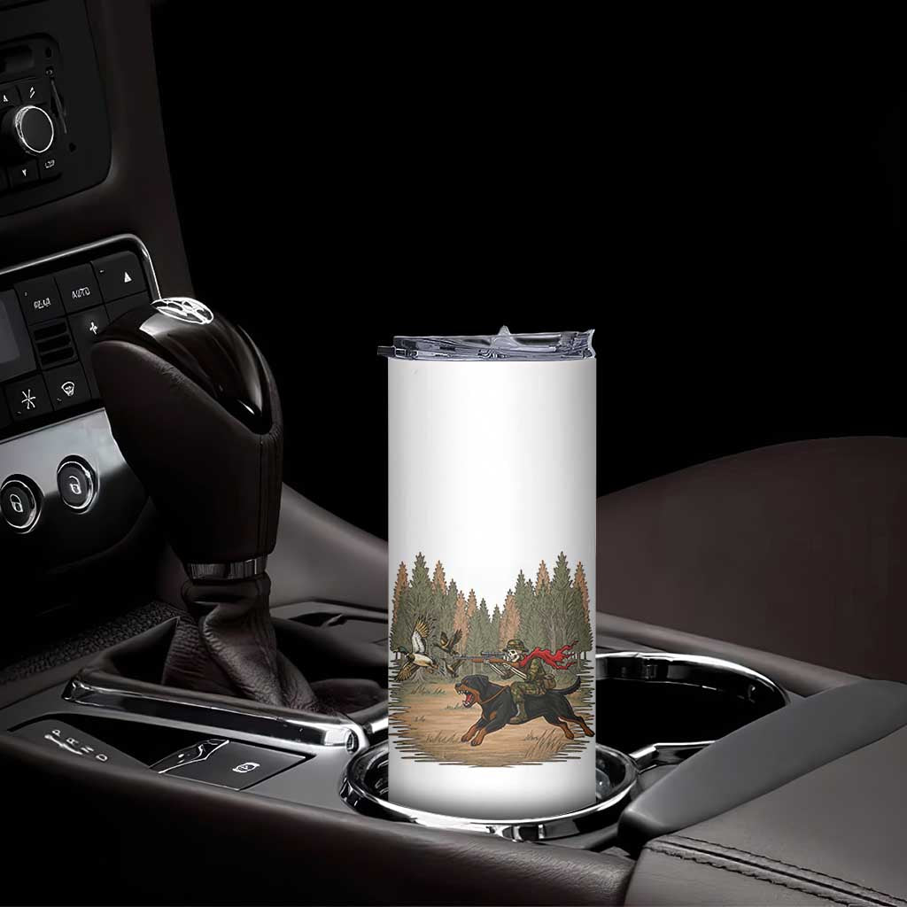 Funny Skeleton Riding Labrador Hunting Skinny Tumbler Gift For Hunter