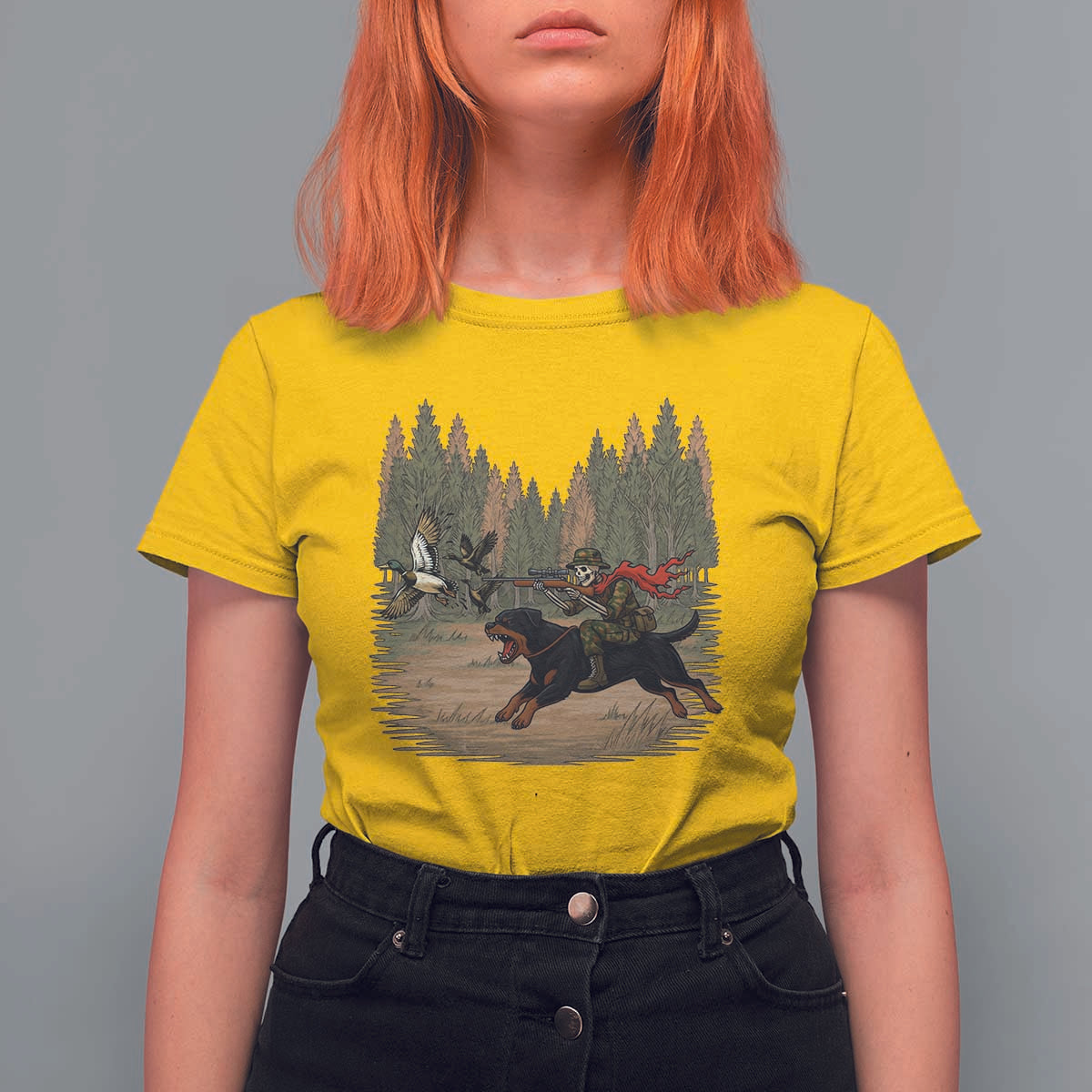 Funny Skeleton Riding Labrador Hunting T Shirt For Women Gift For Hunter - Wonder Print Shop