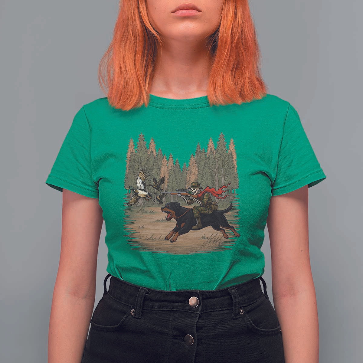 Funny Skeleton Riding Labrador Hunting T Shirt For Women Gift For Hunter - Wonder Print Shop