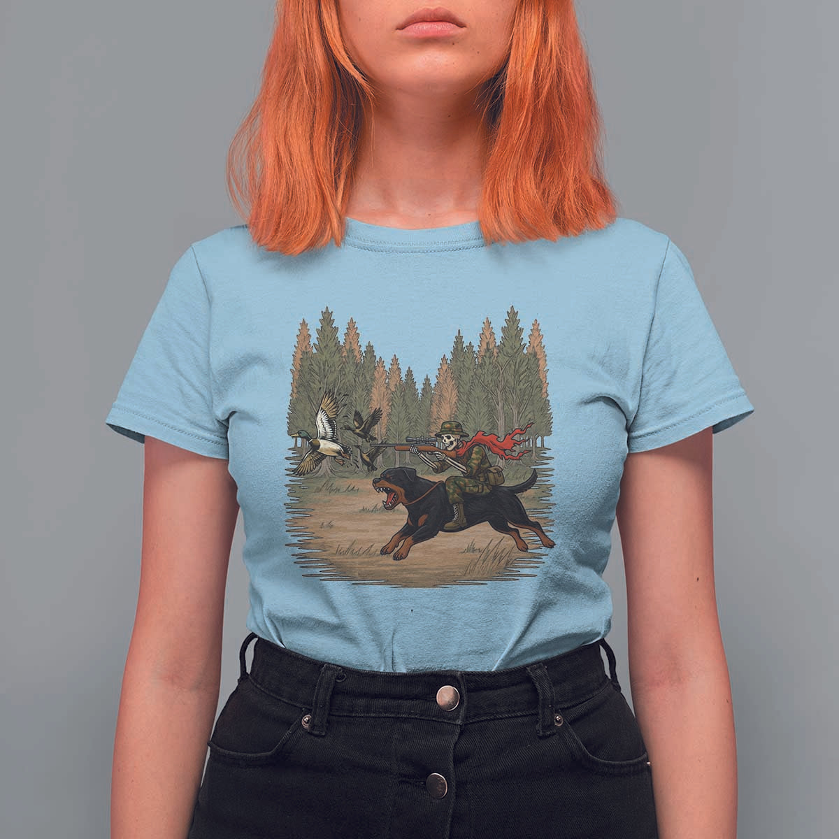 Funny Skeleton Riding Labrador Hunting T Shirt For Women Gift For Hunter - Wonder Print Shop