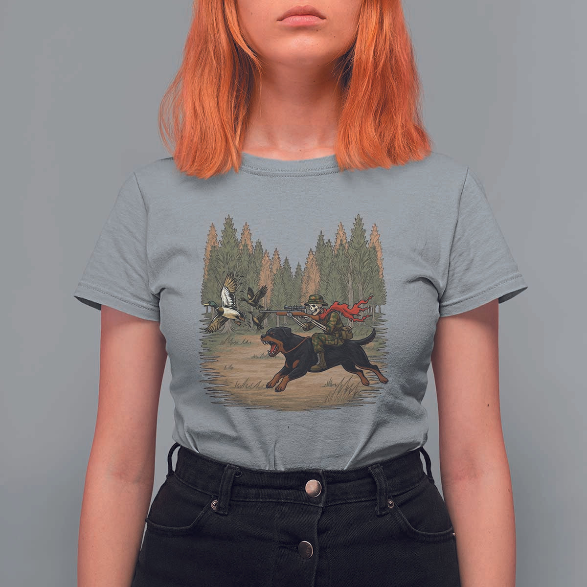 Funny Skeleton Riding Labrador Hunting T Shirt For Women Gift For Hunter - Wonder Print Shop