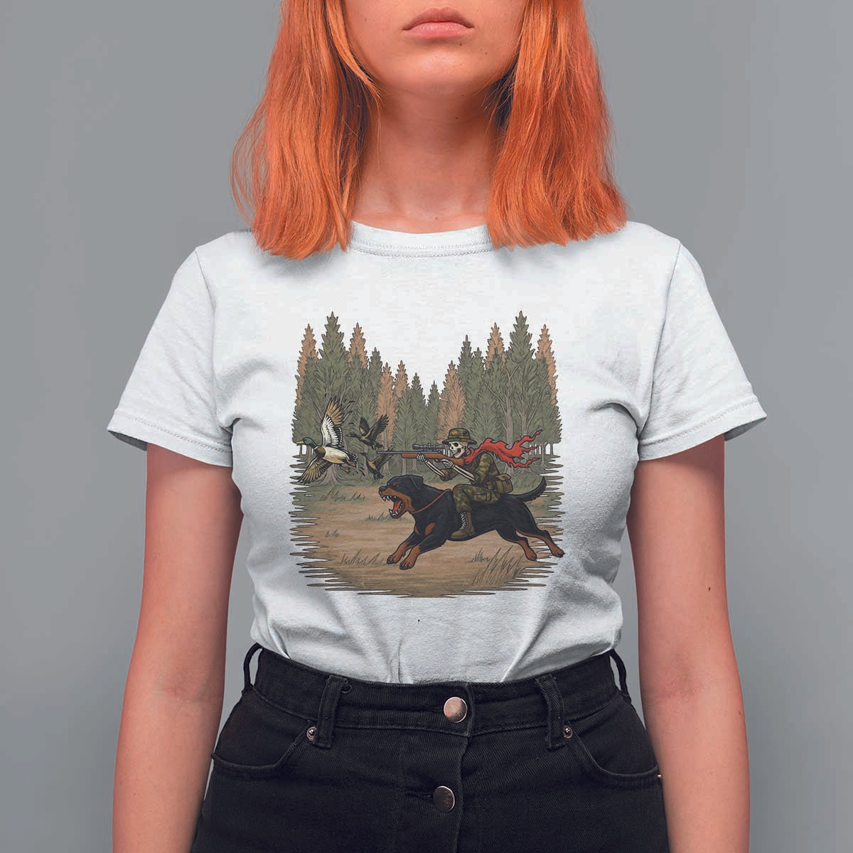 Funny Skeleton Riding Labrador Hunting T Shirt For Women Gift For Hunter - Wonder Print Shop