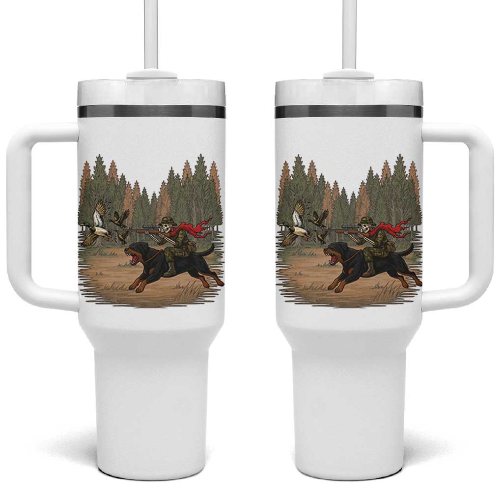 Funny Skeleton Riding Labrador Hunting Tumbler With Handle Gift For Hunter