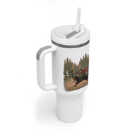 Funny Skeleton Riding Labrador Hunting Tumbler With Handle Gift For Hunter