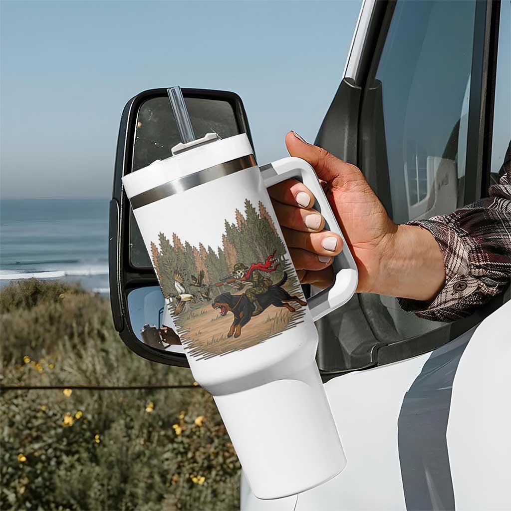 Funny Skeleton Riding Labrador Hunting Tumbler With Handle Gift For Hunter