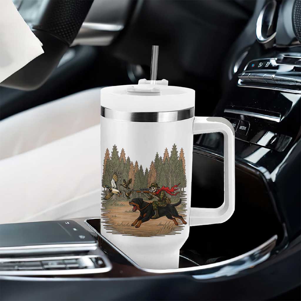 Funny Skeleton Riding Labrador Hunting Tumbler With Handle Gift For Hunter