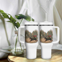 Funny Skeleton Riding Labrador Hunting Tumbler With Handle Gift For Hunter