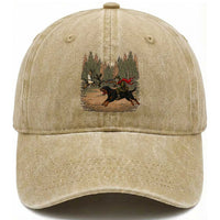 Funny Skeleton Riding Labrador Hunting Washed Cotton Baseball Cap Gift For Hunter