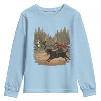 Funny Skeleton Riding Labrador Hunting Youth Sweatshirt Gift For Hunter - Wonder Print Shop