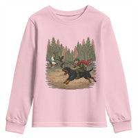 Funny Skeleton Riding Labrador Hunting Youth Sweatshirt Gift For Hunter - Wonder Print Shop