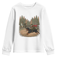 Funny Skeleton Riding Labrador Hunting Youth Sweatshirt Gift For Hunter - Wonder Print Shop