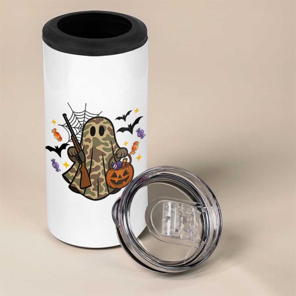 Funny Camo Hunter Halloween Ghost Costume 4 in 1 Can Cooler Tumbler