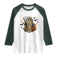 Funny Camo Hunter Halloween Ghost Costume Raglan Shirt - Wonder Print Shop