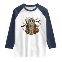 Funny Camo Hunter Halloween Ghost Costume Raglan Shirt - Wonder Print Shop