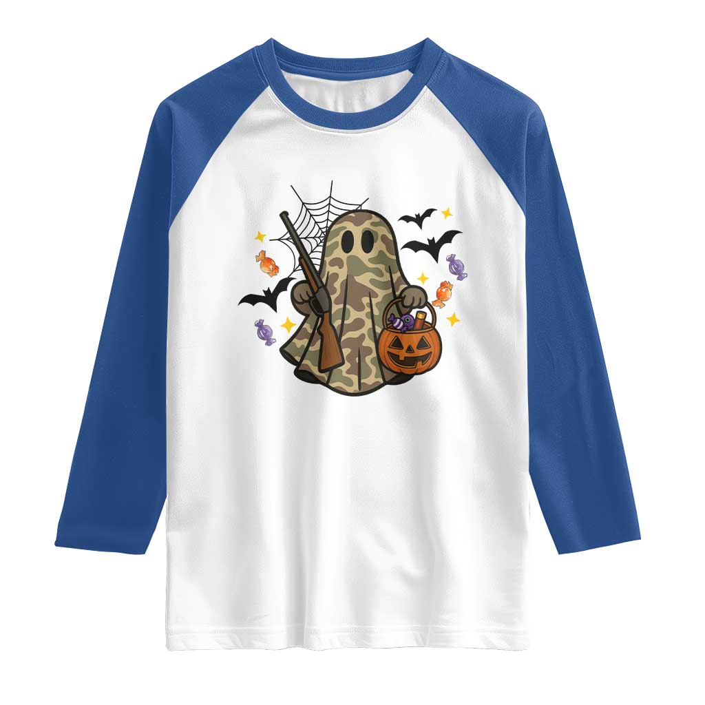 Funny Camo Hunter Halloween Ghost Costume Raglan Shirt - Wonder Print Shop