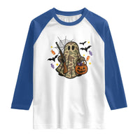 Funny Camo Hunter Halloween Ghost Costume Raglan Shirt - Wonder Print Shop