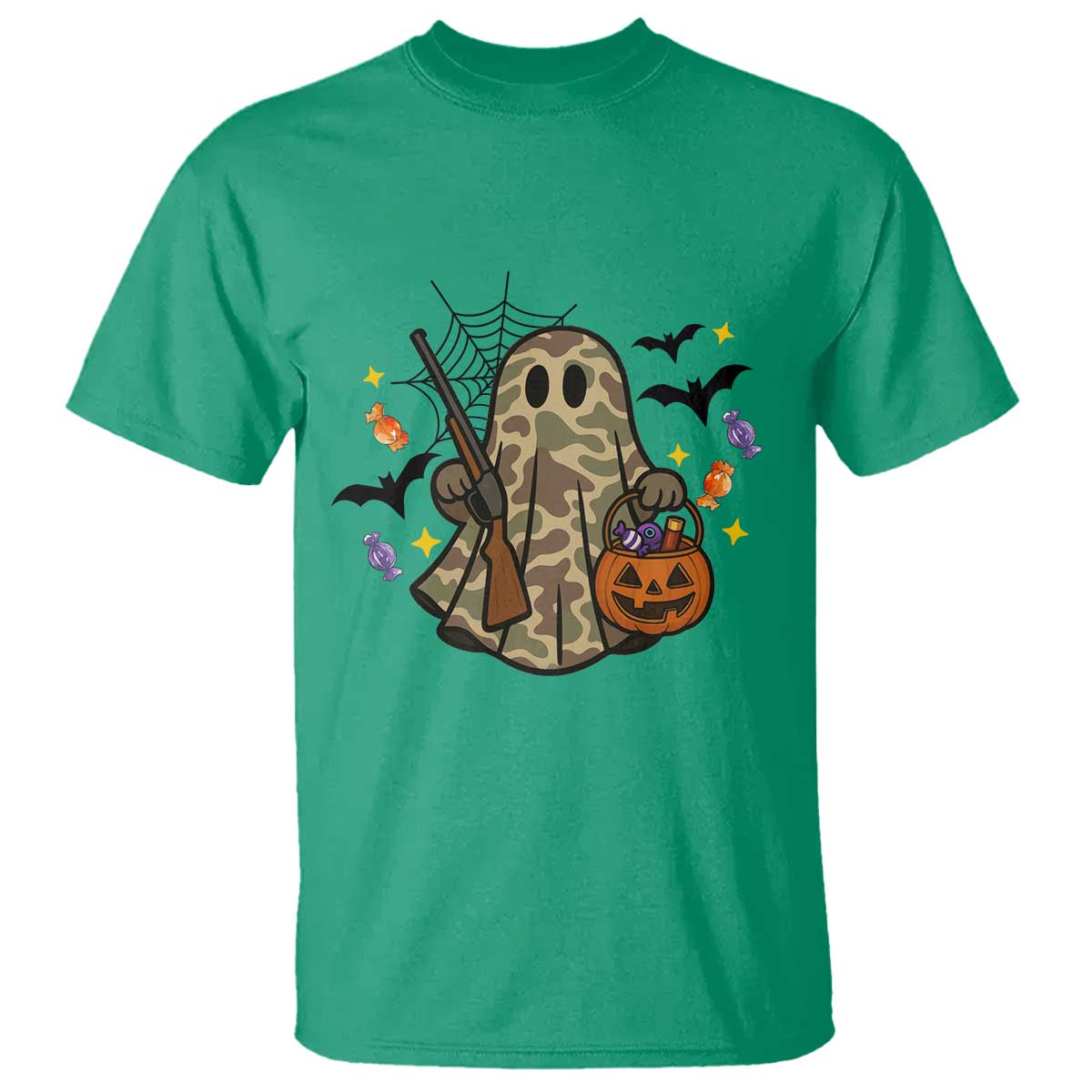 Funny Camo Hunter Halloween Ghost Costume T Shirt - Wonder Print Shop
