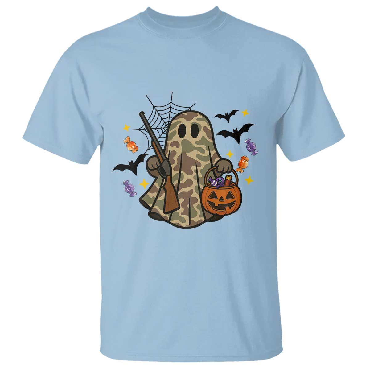 Funny Camo Hunter Halloween Ghost Costume T Shirt - Wonder Print Shop