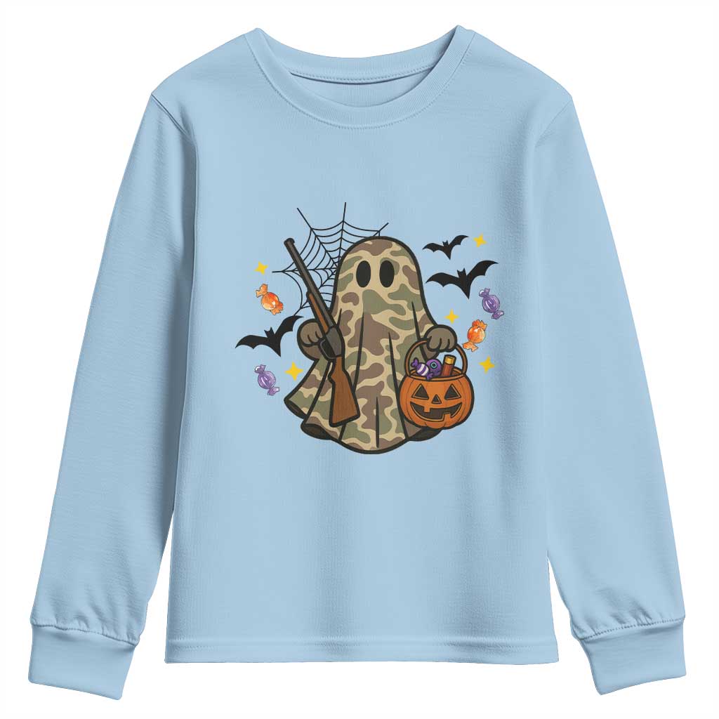 Funny Camo Hunter Halloween Ghost Costume Youth Sweatshirt - Wonder Print Shop
