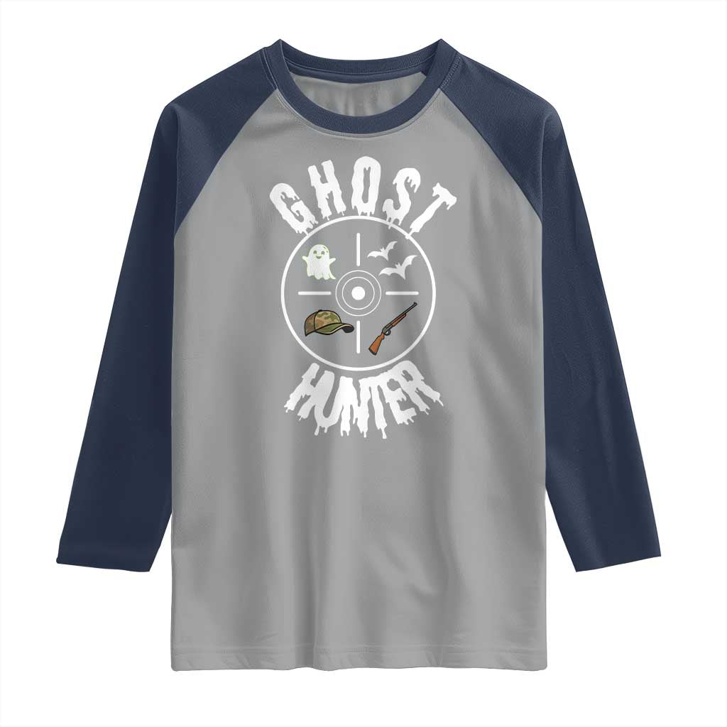 Funny Halloween Ghost Hunter Raglan Shirt Trick Or Treat Costume - Wonder Print Shop