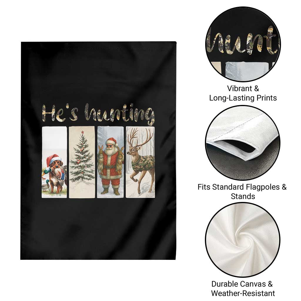 Santa Funny Christmas Hunter Look Garden Flag He Is Hunting - Wonder Print Shop