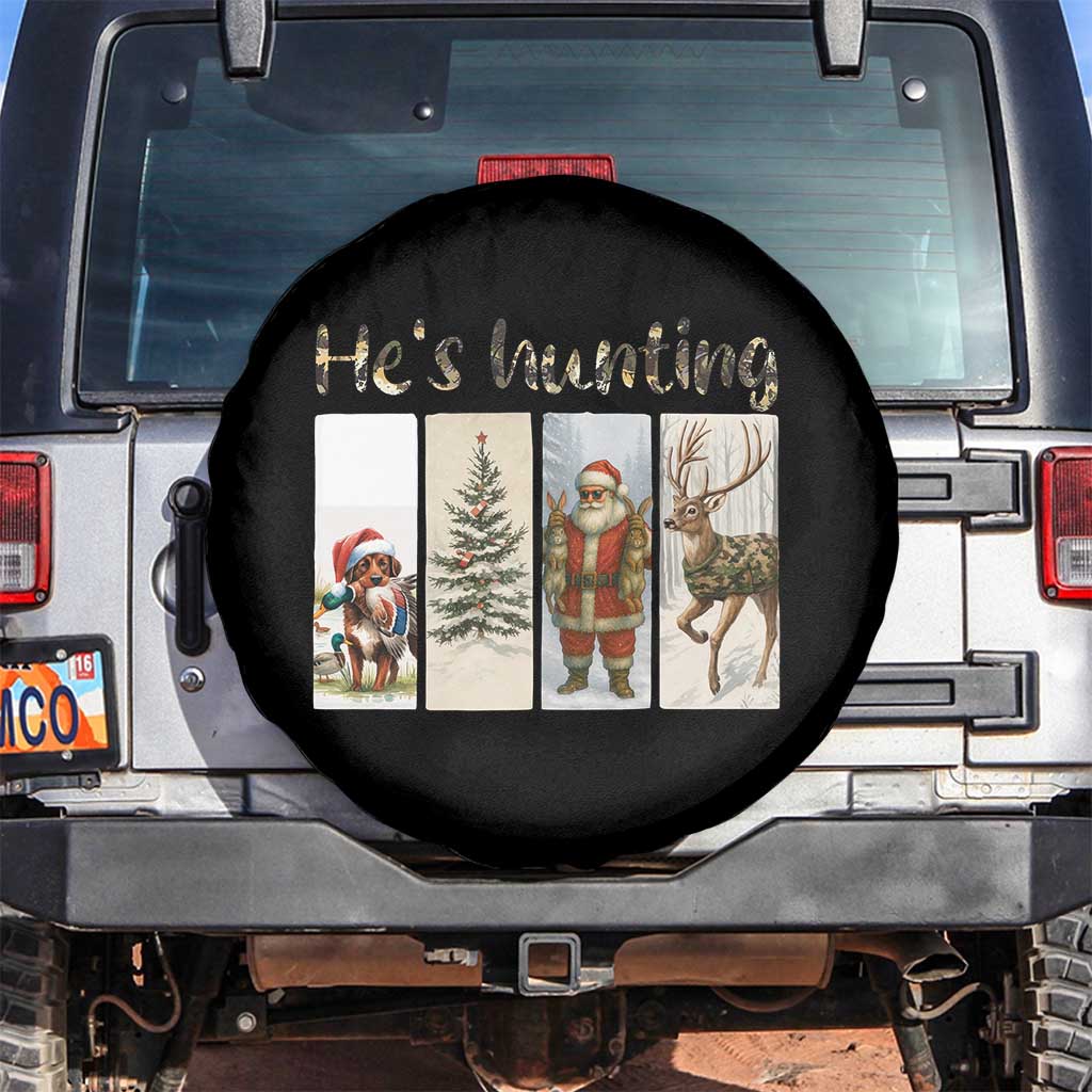 Santa Funny Christmas Hunter Look Spare Tire Cover He Is Hunting - Wonder Print Shop