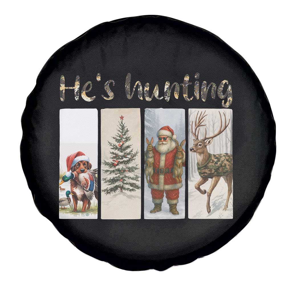 Santa Funny Christmas Hunter Look Spare Tire Cover He Is Hunting - Wonder Print Shop