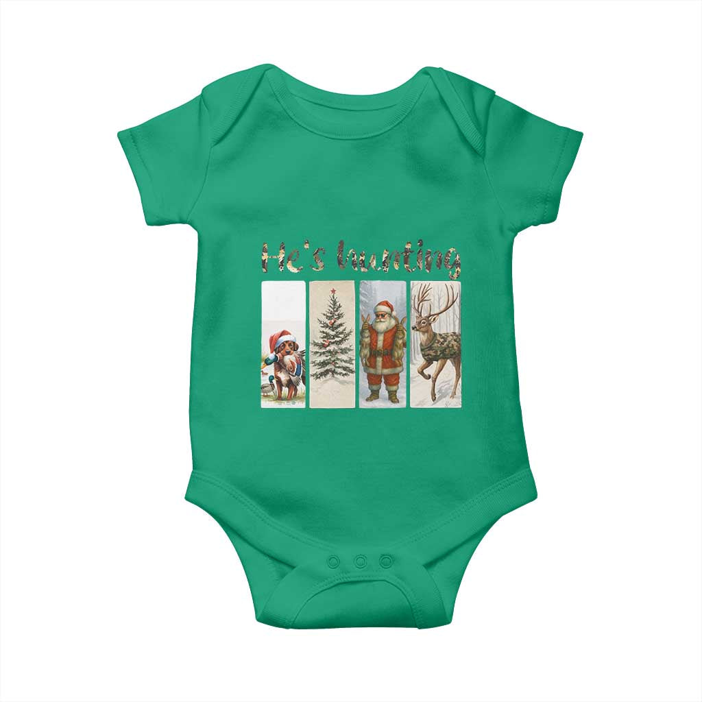 Santa Funny Christmas Hunter Look Baby Onesie He Is Hunting - Wonder Print Shop