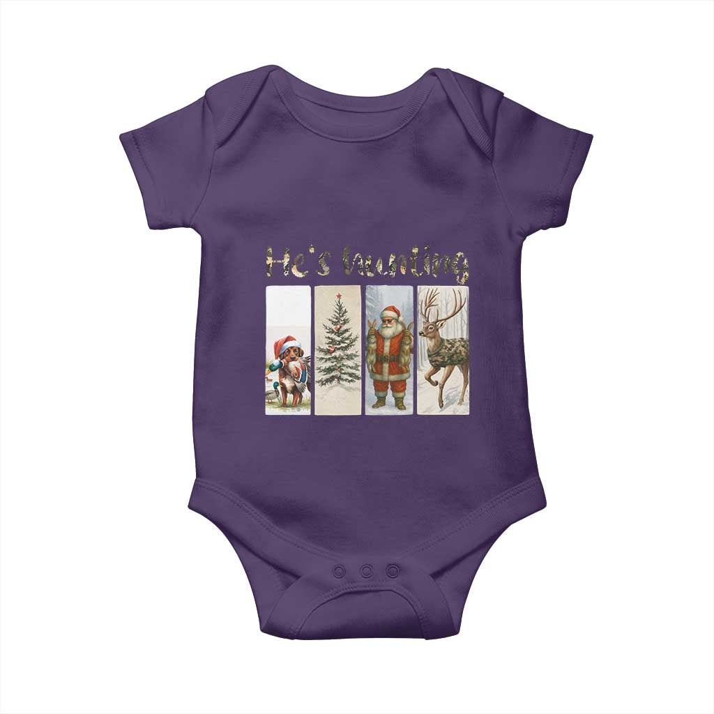 Santa Funny Christmas Hunter Look Baby Onesie He Is Hunting - Wonder Print Shop