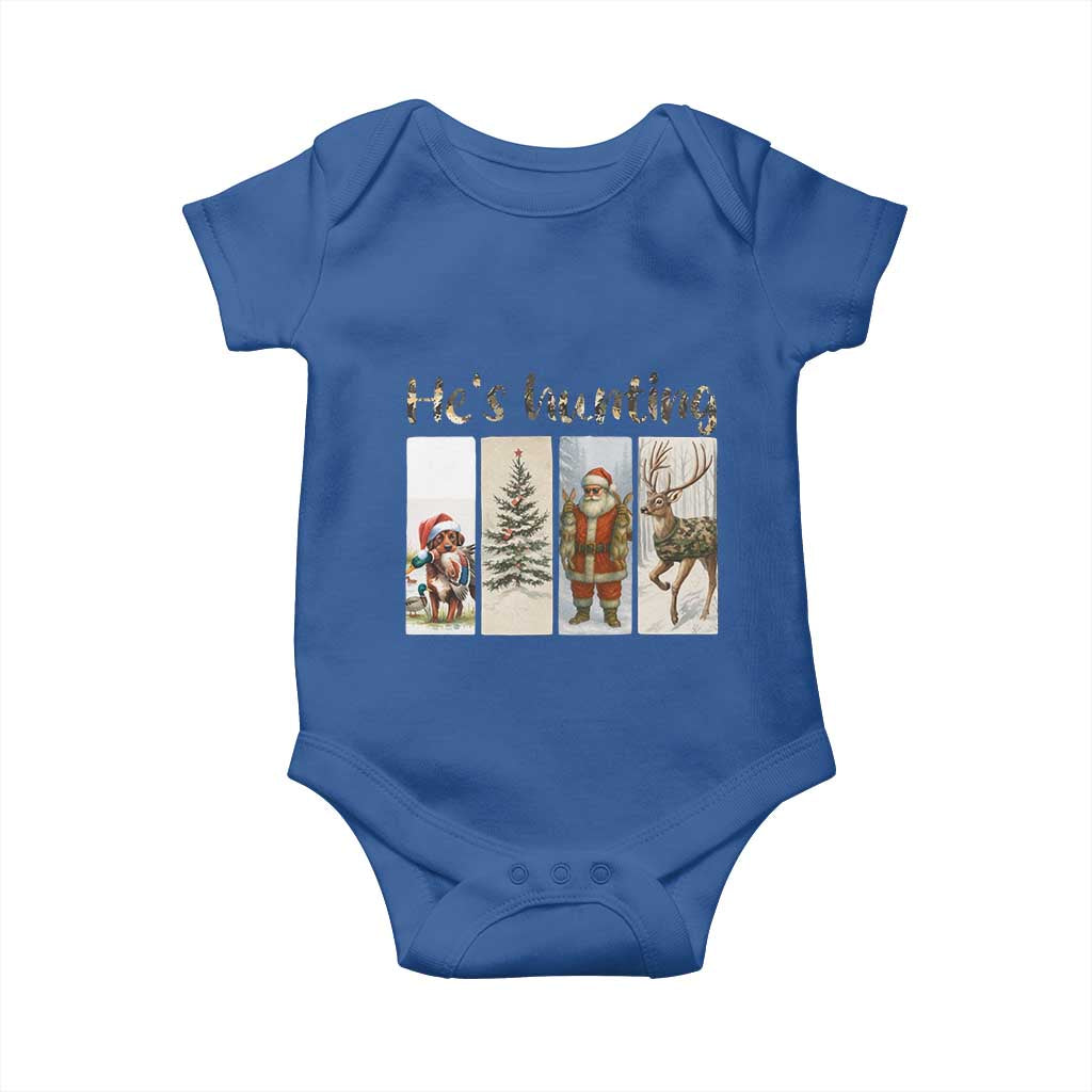 Santa Funny Christmas Hunter Look Baby Onesie He Is Hunting - Wonder Print Shop