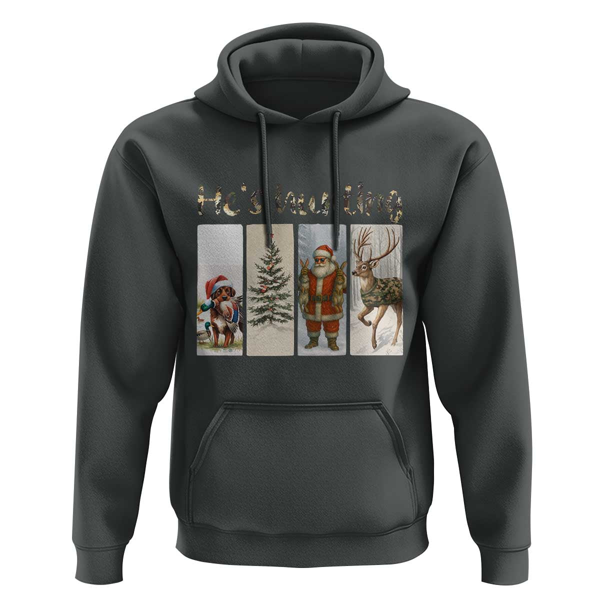 Santa Funny Christmas Hunter Look Hoodie He Is Hunting - Wonder Print Shop