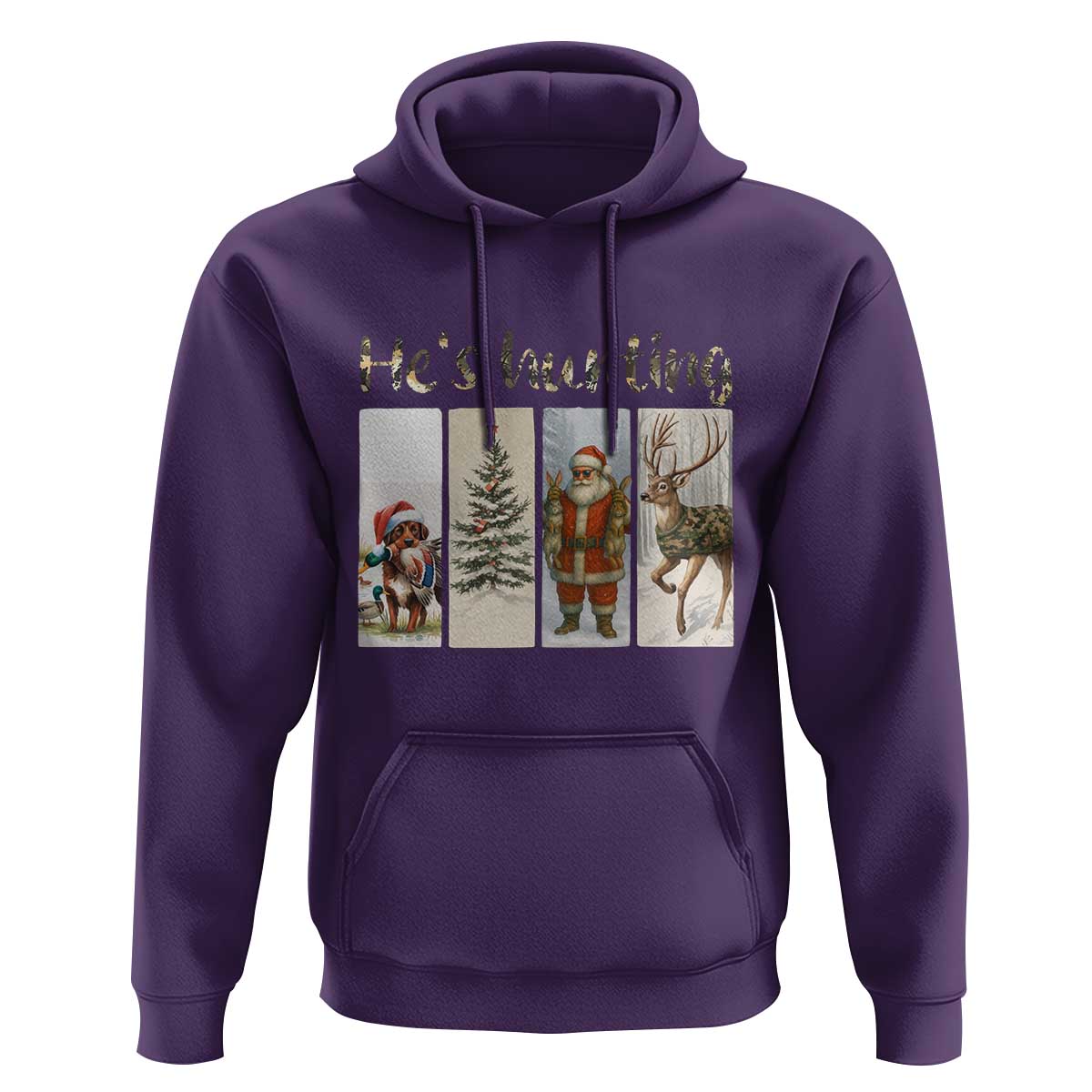 Santa Funny Christmas Hunter Look Hoodie He Is Hunting - Wonder Print Shop