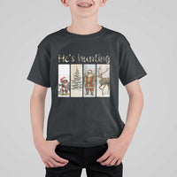 Santa Funny Christmas Hunter Look T Shirt For Kid He Is Hunting - Wonder Print Shop