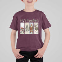 Santa Funny Christmas Hunter Look T Shirt For Kid He Is Hunting - Wonder Print Shop