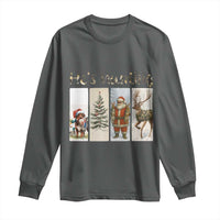 Santa Funny Christmas Hunter Look Long Sleeve Shirt He Is Hunting - Wonder Print Shop