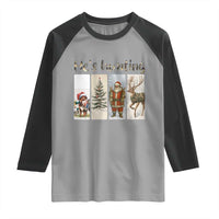 Santa Funny Christmas Hunter Look Raglan Shirt He Is Hunting - Wonder Print Shop