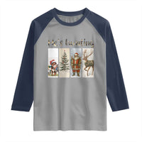 Santa Funny Christmas Hunter Look Raglan Shirt He Is Hunting - Wonder Print Shop