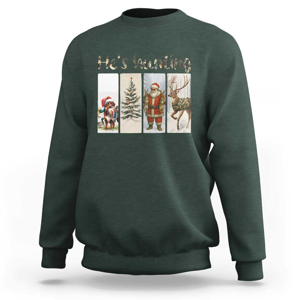 Santa Funny Christmas Hunter Look Sweatshirt He Is Hunting - Wonder Print Shop
