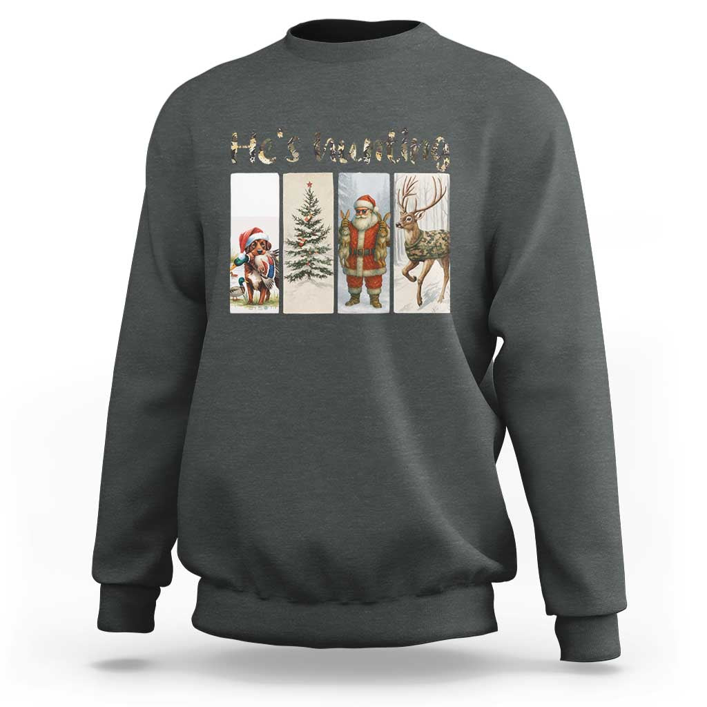 Santa Funny Christmas Hunter Look Sweatshirt He Is Hunting - Wonder Print Shop