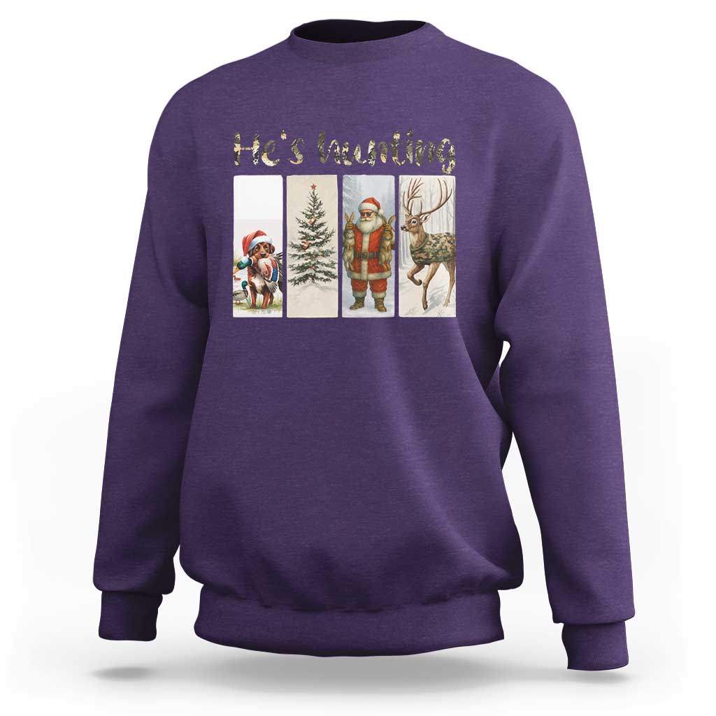 Santa Funny Christmas Hunter Look Sweatshirt He Is Hunting - Wonder Print Shop