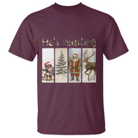 Santa Funny Christmas Hunter Look T Shirt He Is Hunting - Wonder Print Shop