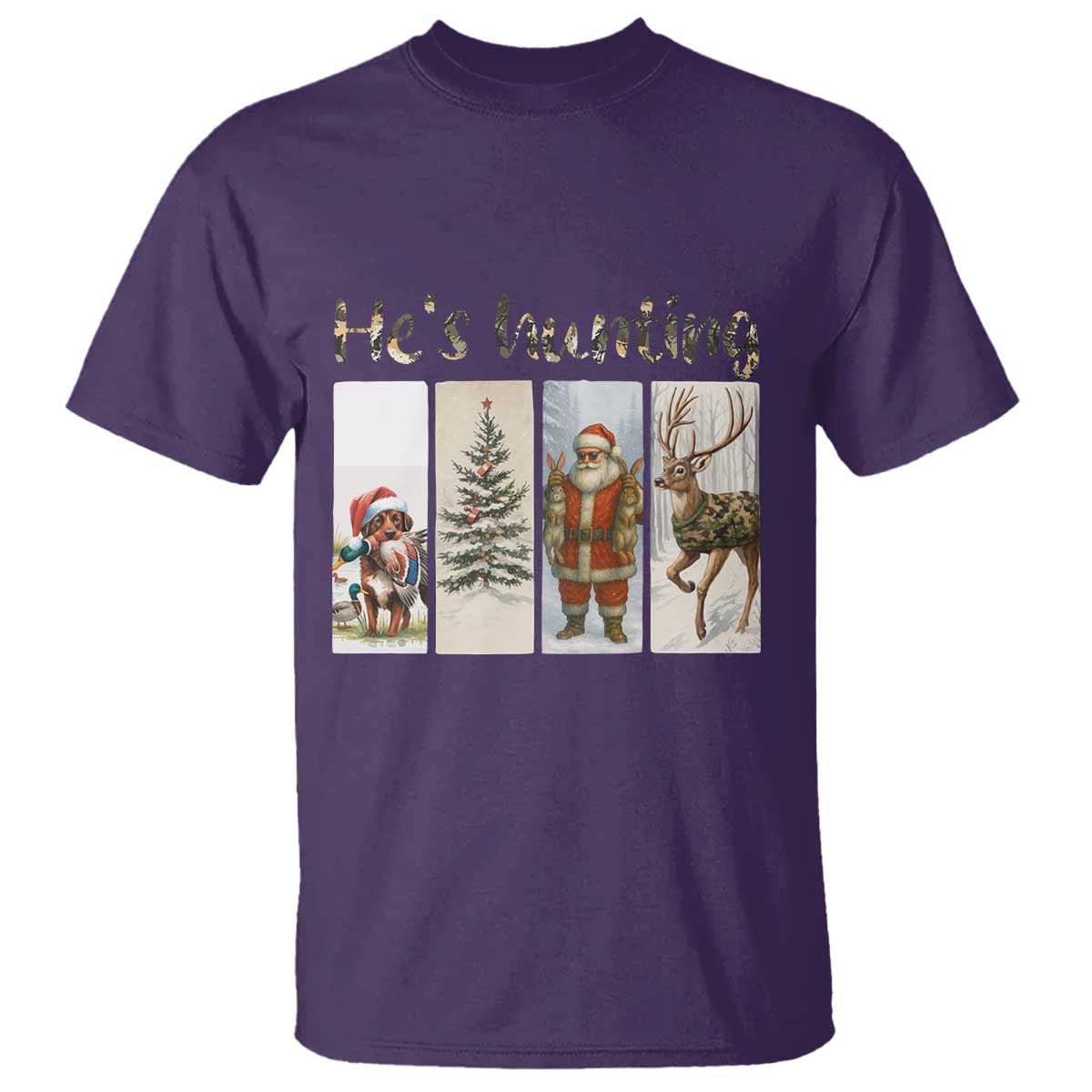 Santa Funny Christmas Hunter Look T Shirt He Is Hunting - Wonder Print Shop