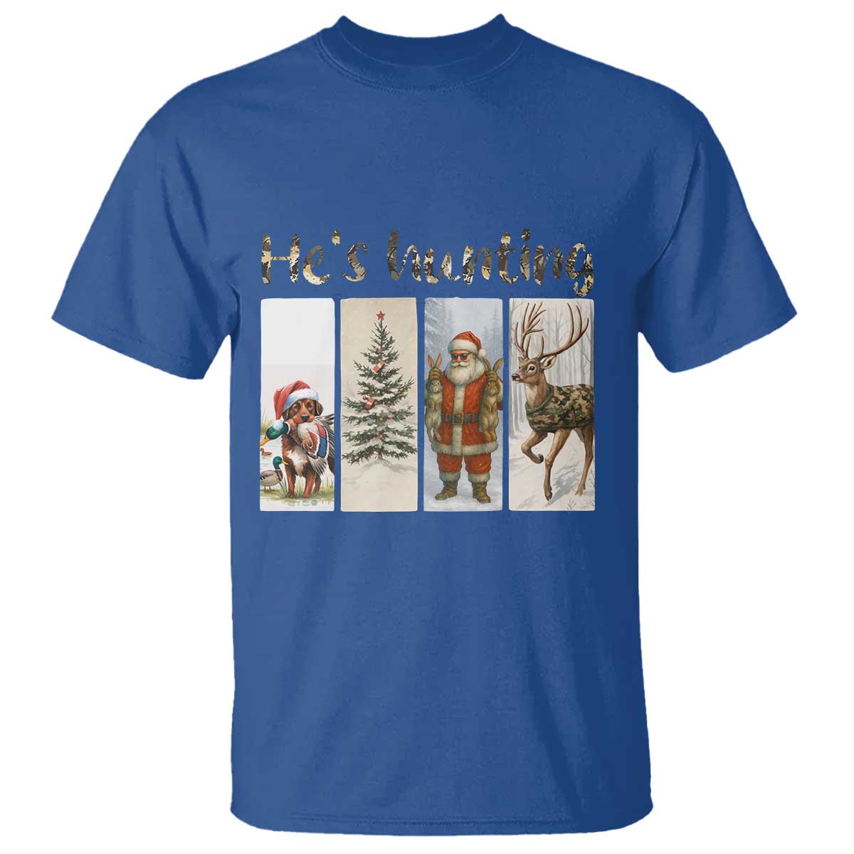 Santa Funny Christmas Hunter Look T Shirt He Is Hunting - Wonder Print Shop