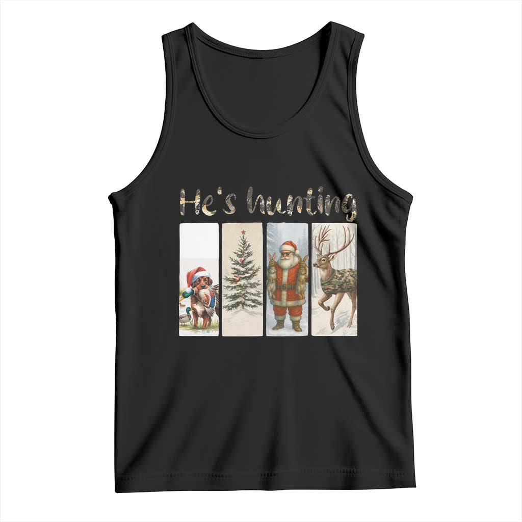 Santa Funny Christmas Hunter Look Tank Top He Is Hunting - Wonder Print Shop