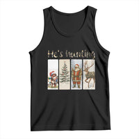 Santa Funny Christmas Hunter Look Tank Top He Is Hunting - Wonder Print Shop